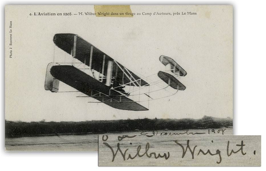 Wilbur Wright Postcard Signed From December 1908 During Their Very Successful Exhibition Flights in Europe -- With University Archives COA